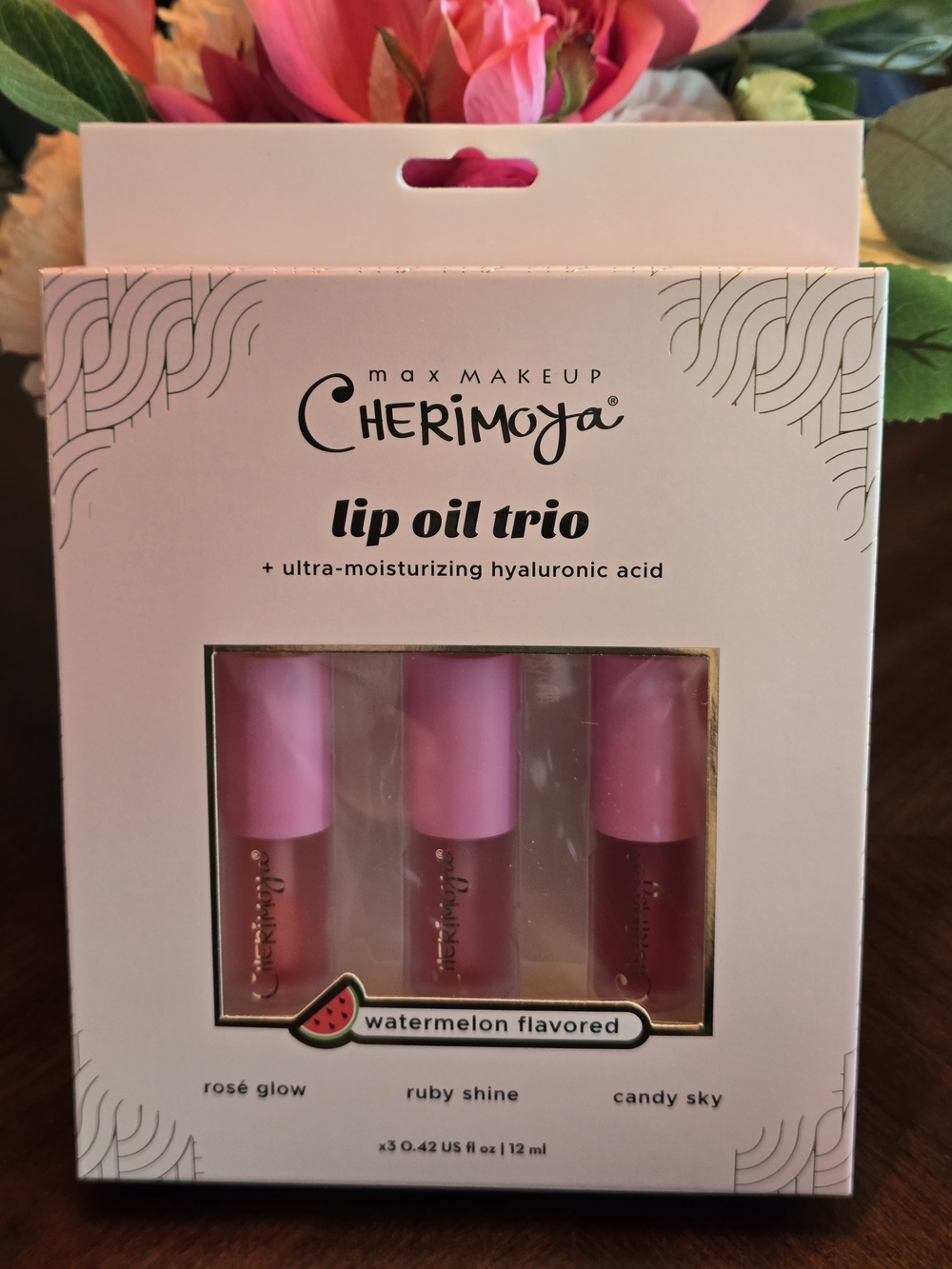 CHERIMOYA Lip Oil Trio — Pink Shades (Rosé Glow, Ruby Shine, Candy Sky)